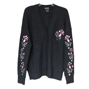 Hot Topic Whimsigoth Mushroom Cardigan Cottagecore Goth Embroidered Knit Sweater